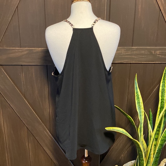 Black CL tank top with cheetah trim - Picture 6 of 9
